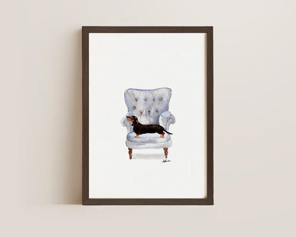 Dachshund in Chair Print