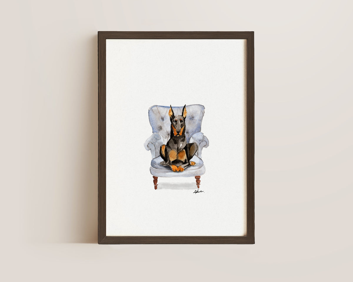 Doberman in Chair Print