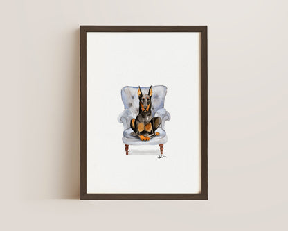 Doberman in Chair Print
