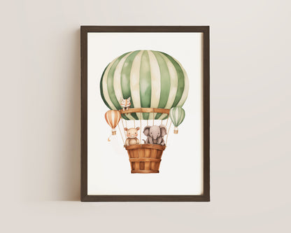 Elephant In Hot Air Balloon Print