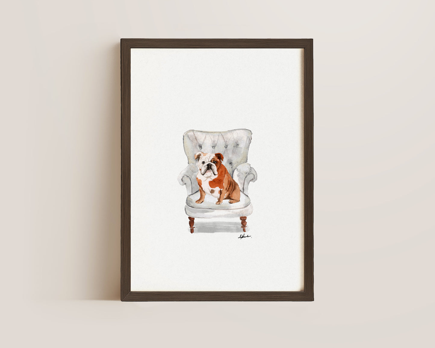 English Bulldog in Chair Print