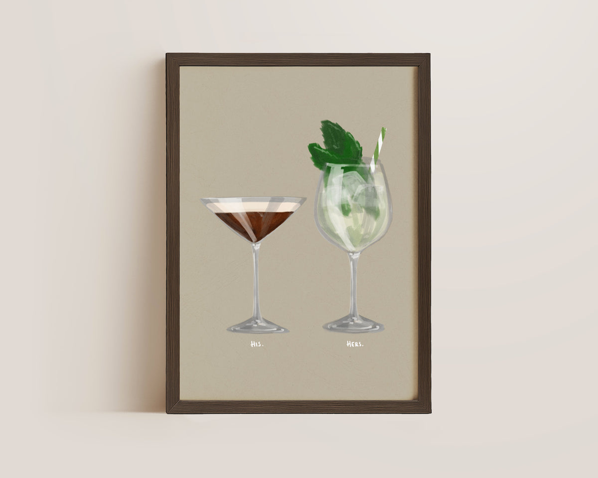 Espresso Martini & Hugo Spritz Couples Drink Print