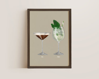 Espresso Martini & Hugo Spritz Couples Drink Print