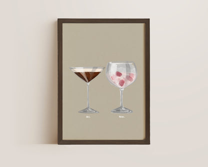 Espresso Martini & Pink Gin Couples Drink Print