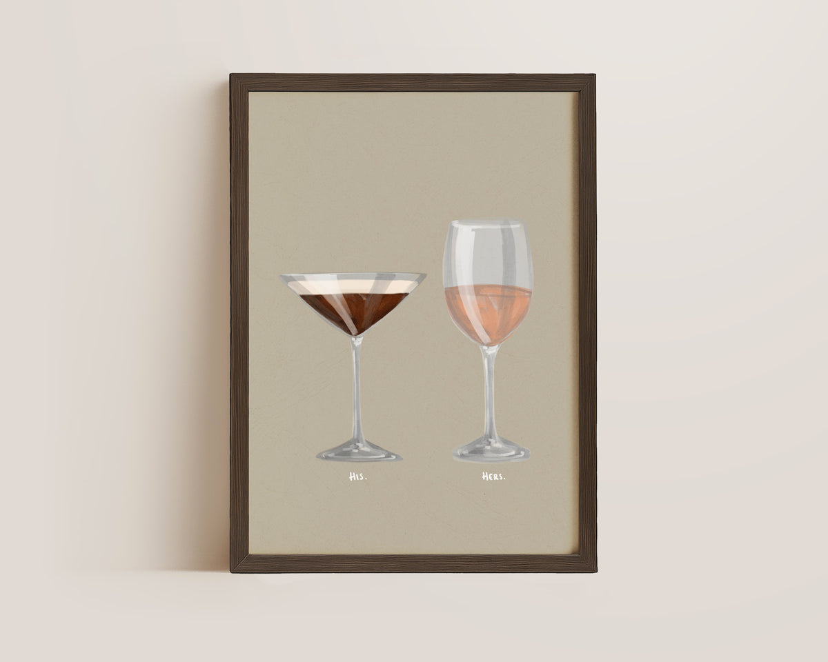 Espresso Martini & Rose Wine Couples Drink Print