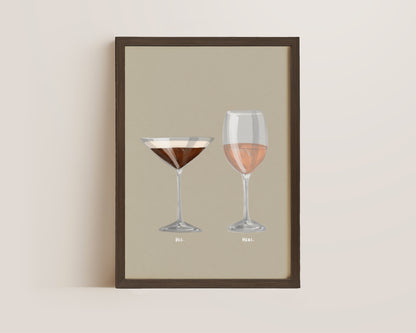 Espresso Martini & Rose Wine Couples Drink Print