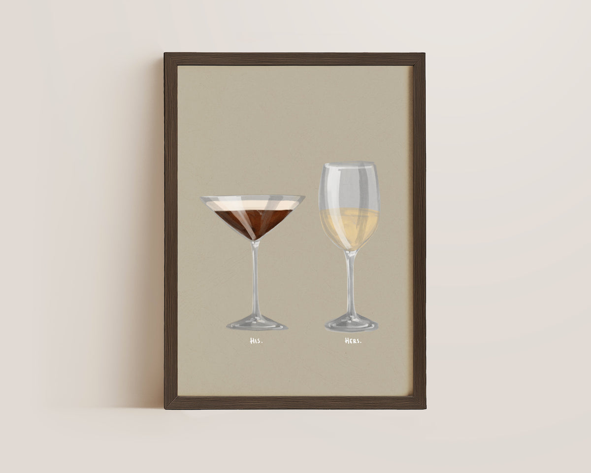 Espresso Martini & White Wine Couples Drink Print