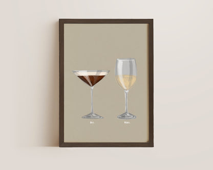 Espresso Martini & White Wine Couples Drink Print