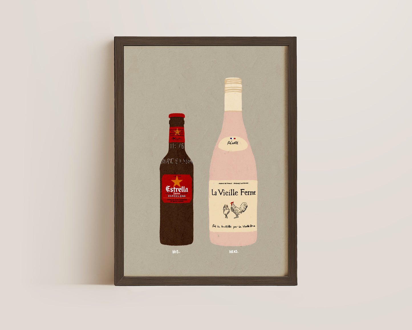 Estrella Bottle & Chicken Wine Print