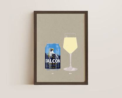 Falcon Beer & White Wine Print