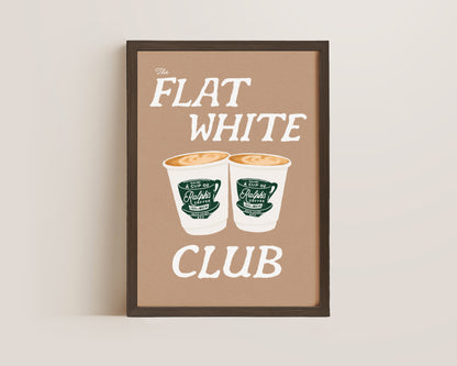 Flat White Club Brown Print