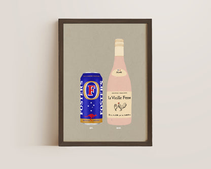 Fosters Can & Chicken Wine Print