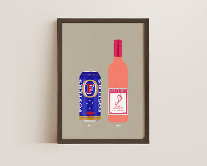 Fosters Can & Pink Moscato Print