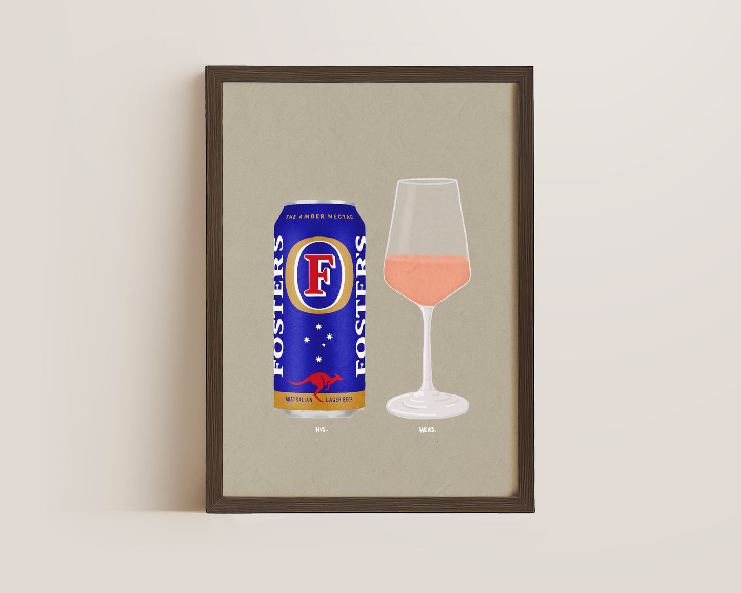 Fosters Can & Rose Print