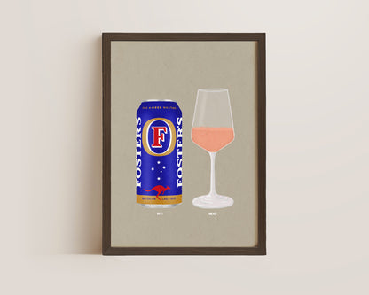 Fosters Can & Rose Print