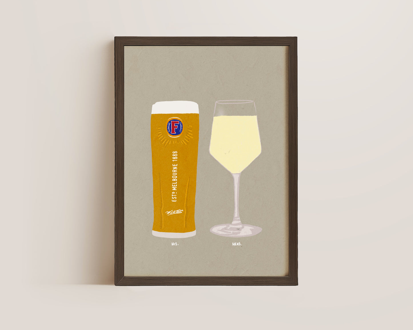 Fosters & White Wine Print