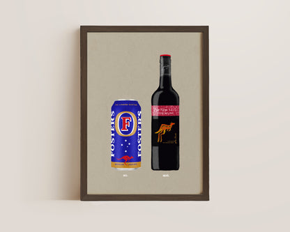 Fosters Can & Jammy Red Roo Print