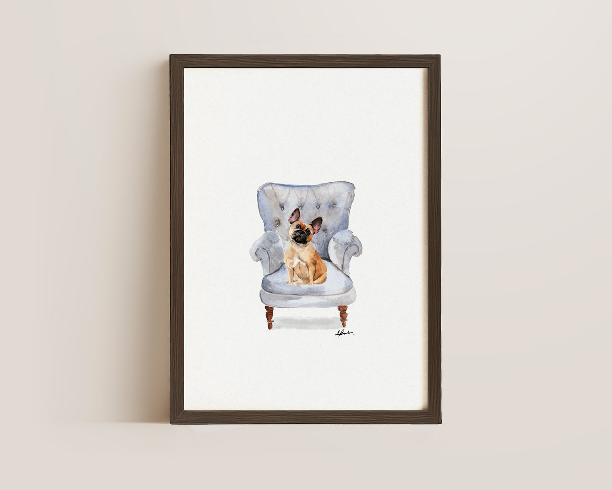 French Bulldog in Chair Print