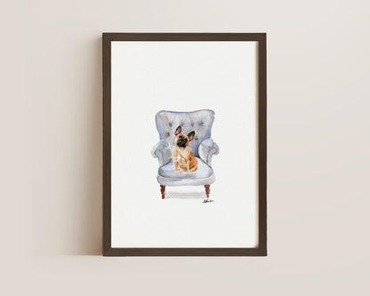 French Bulldog in Chair Print