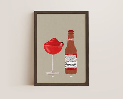 Frozen Strawberry Daiquiri & Budweiser Print