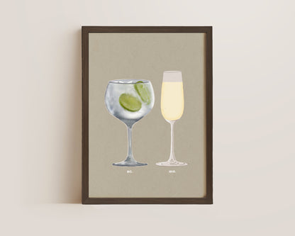Gin & Tonic & Prosecco Glass Print