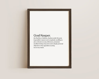 Goal Keeper Definition Print