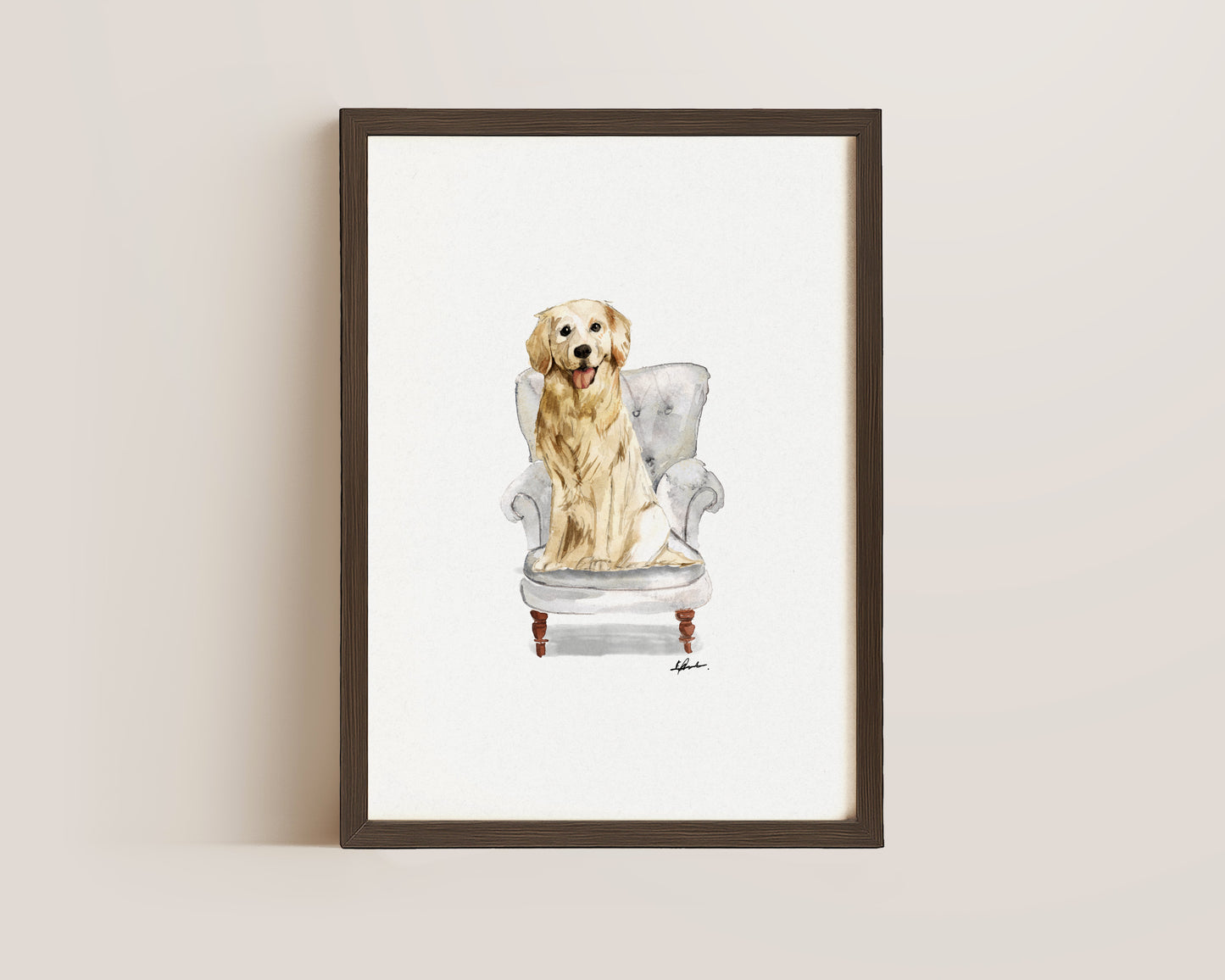 Golden Retriever in Chair Print