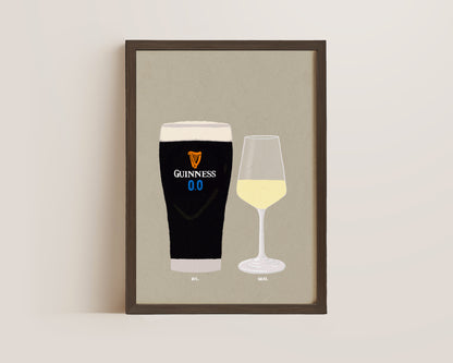 Guinness Zero & White Wine Print