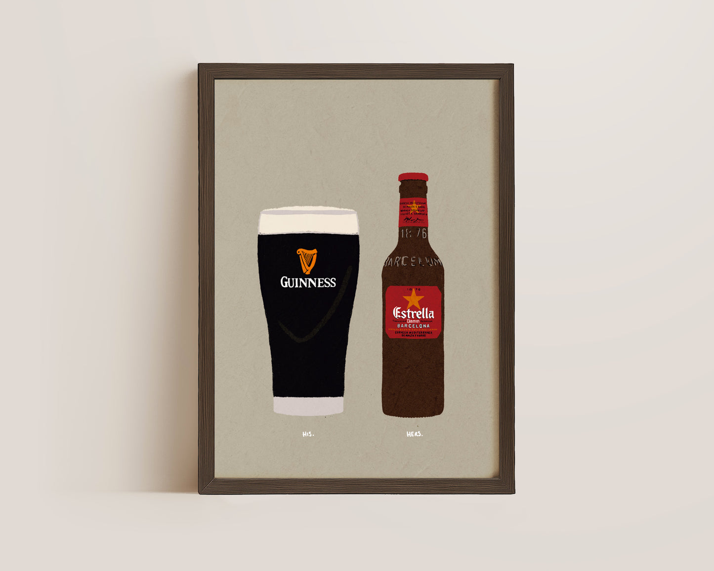 Guinness & Estrella Bottle Print
