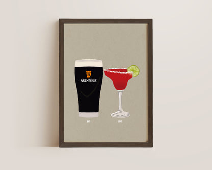 Guinness & Strawberry Margarita Print