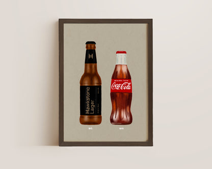 Hawkstone Lager & Coke Bottle Print
