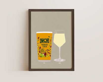 Inch's & White Wine Print