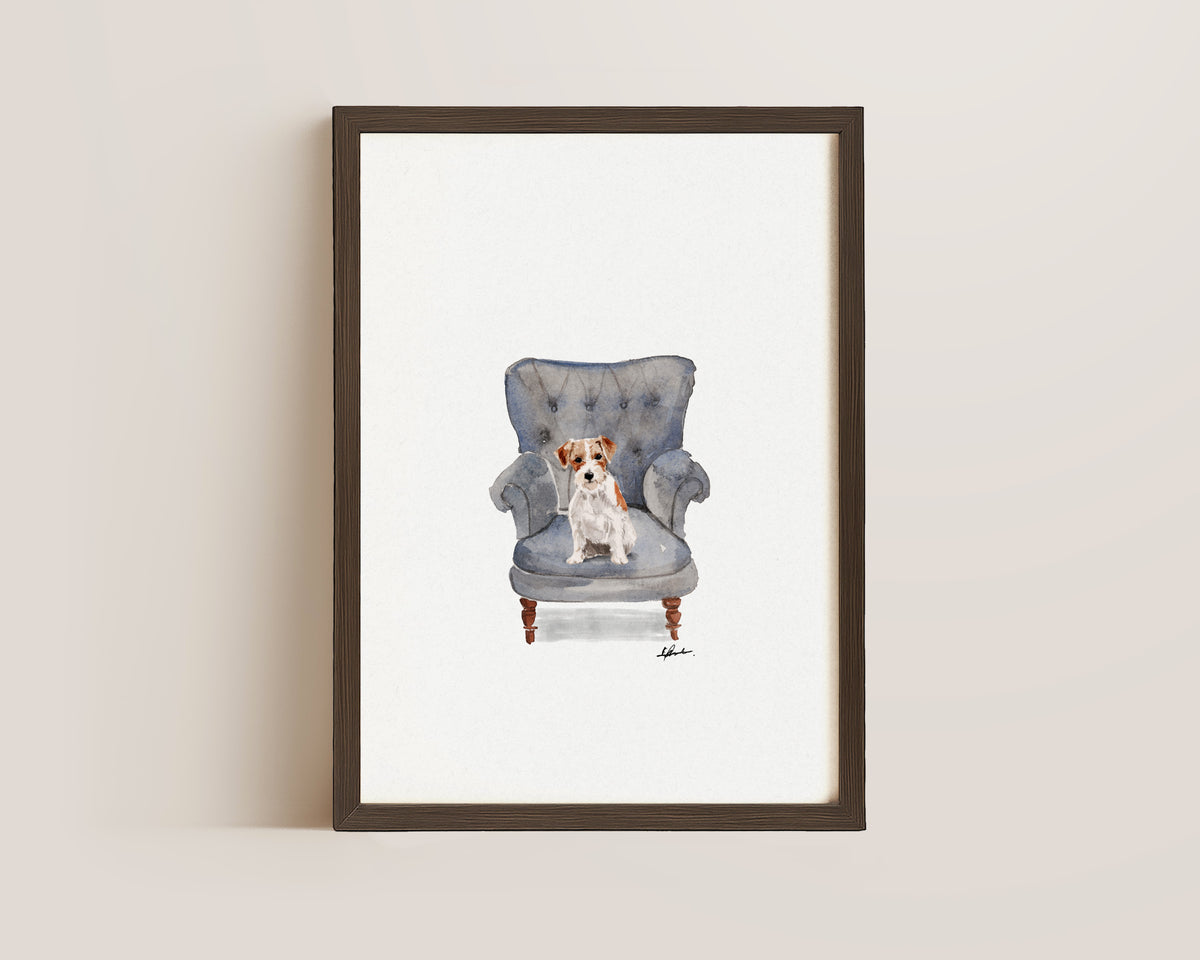 Jack Russell in Chair Print