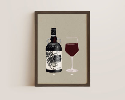 Kraken & Red Wine Print