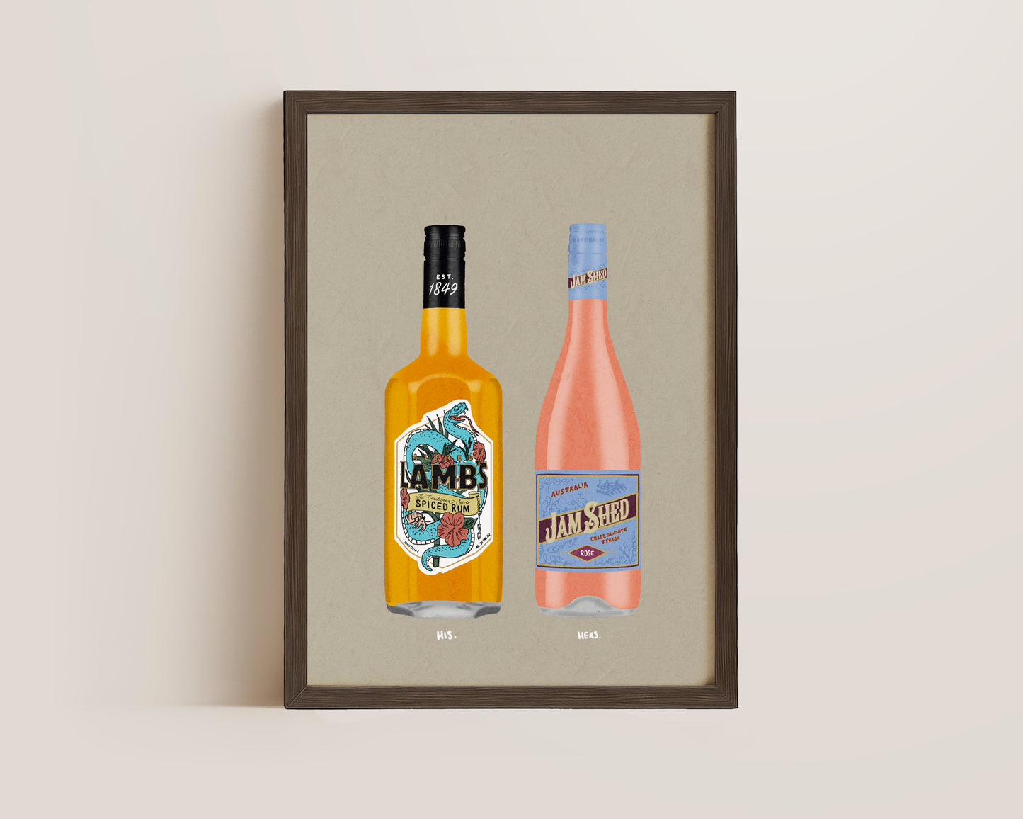 Lambs Spiced Rum & Jam Shed Rose Print