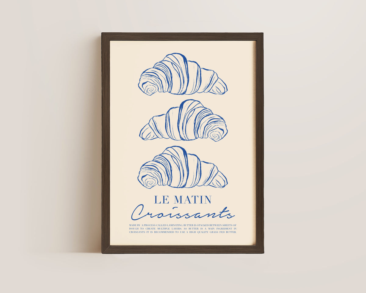 Le Matin Croissant In Blue Print
