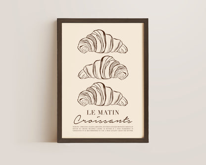 Le Matin Croissant Print In Brown