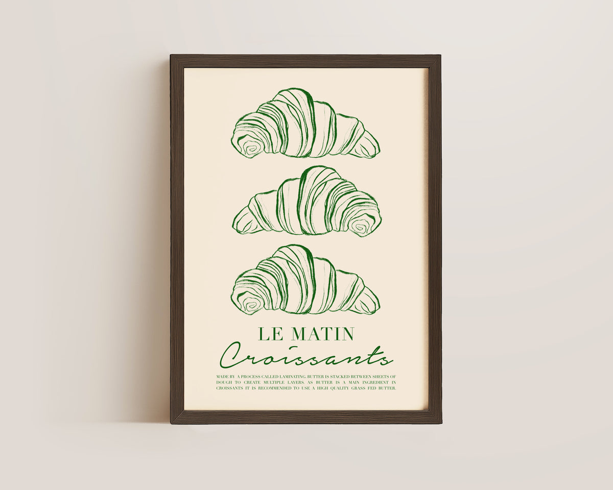 Le Matin Croissant Print In Green