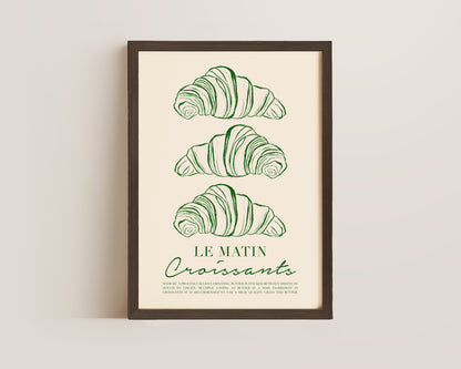 Le Matin Croissant Print In Green