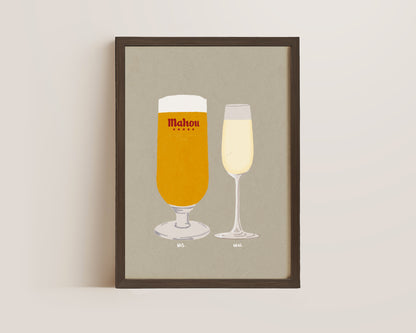Mahou & Prosecco Glass Print