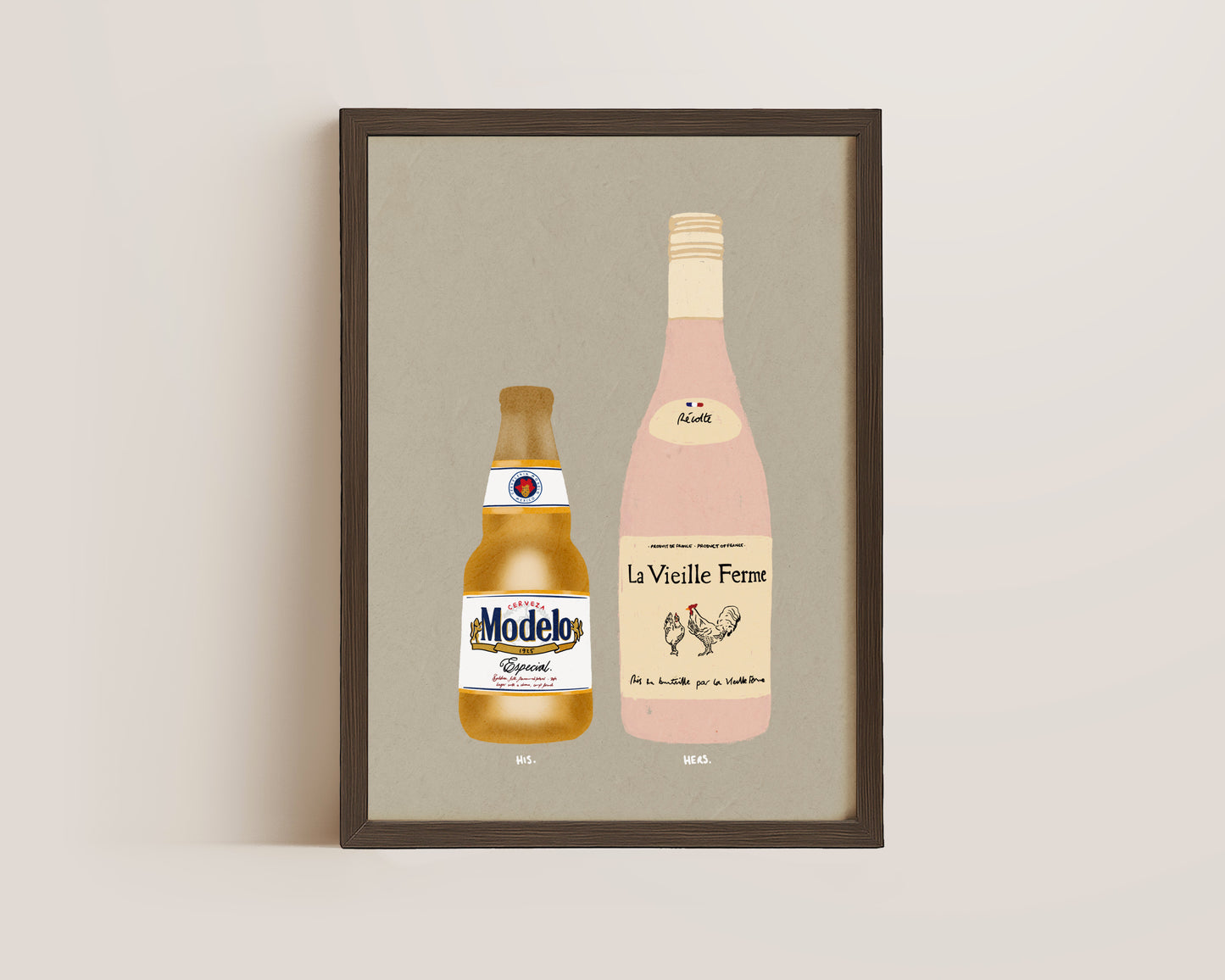 Modelo & Chicken Wine Print