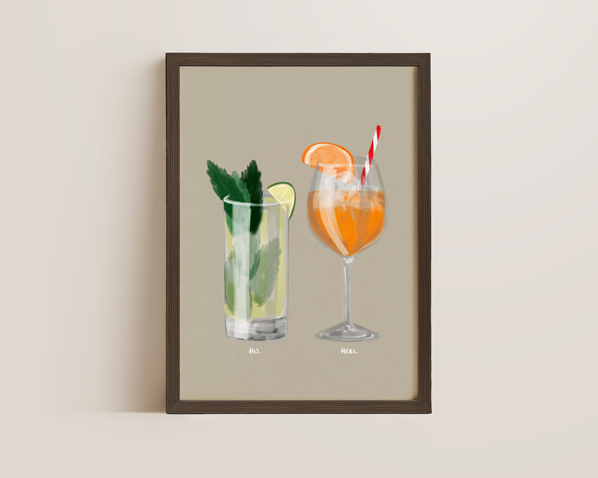 Mojito & Aperol Spritz Couples Drink Print