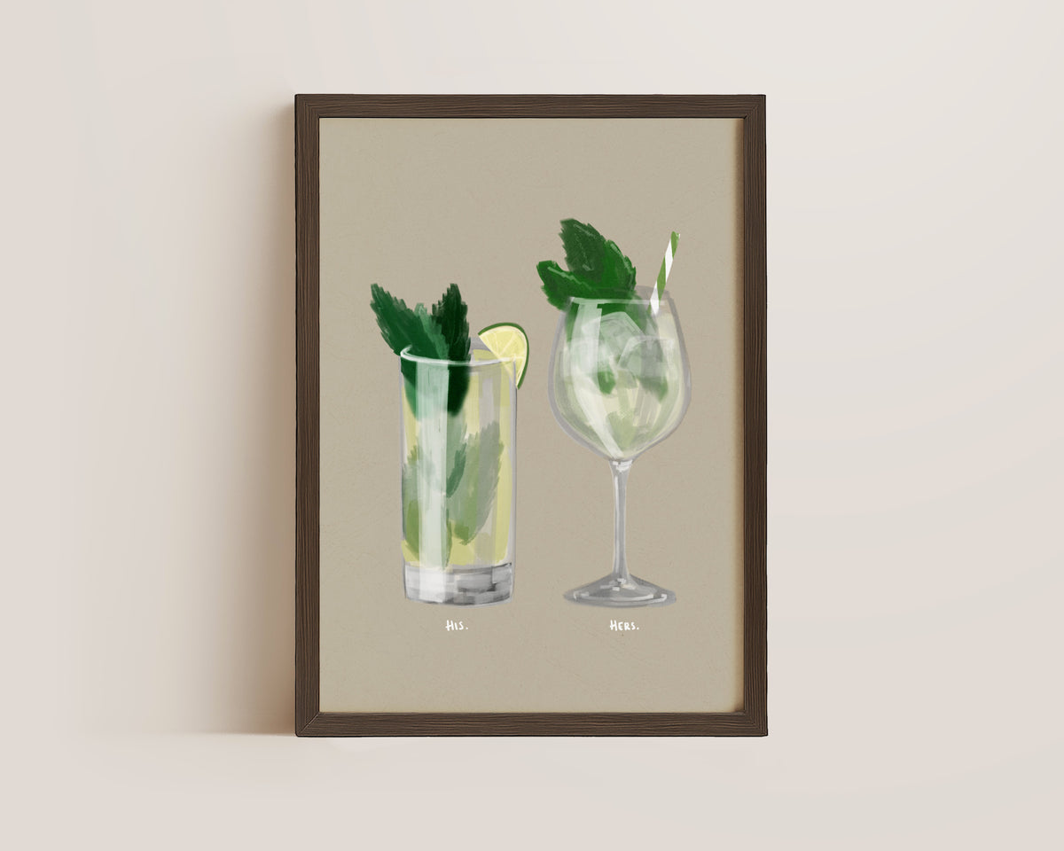 Mojito & Hugo Spritz Couples Drink Print