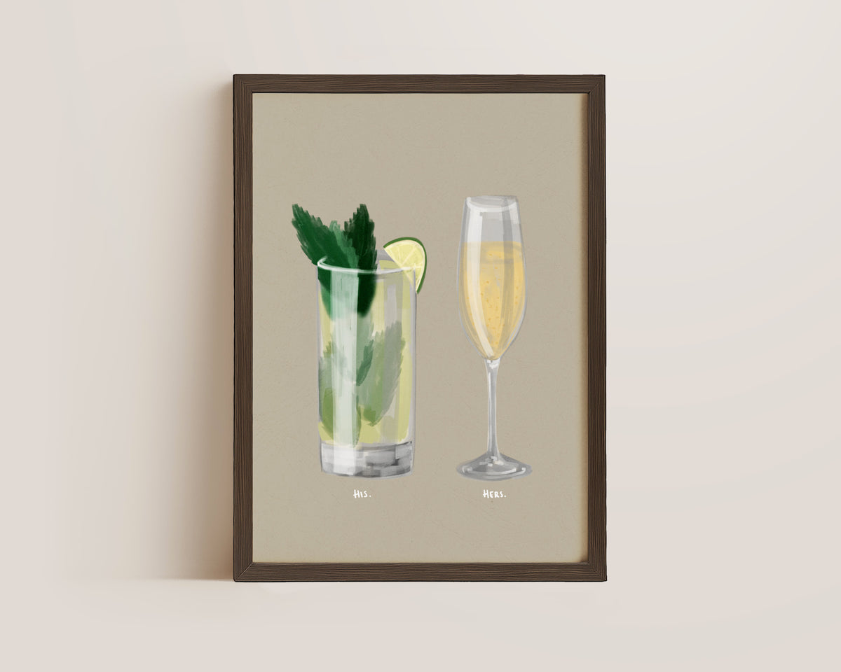 Mojito & Prosecco Couples Drink Print