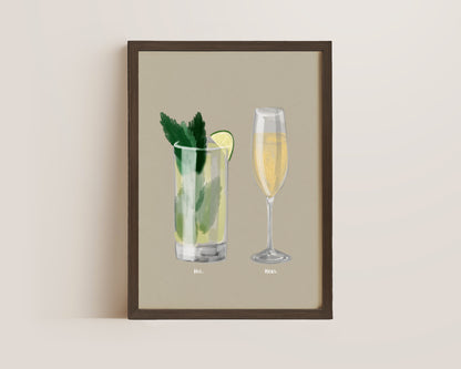 Mojito & Prosecco Couples Drink Print