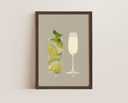 Mojito & Prosecco Glass Print