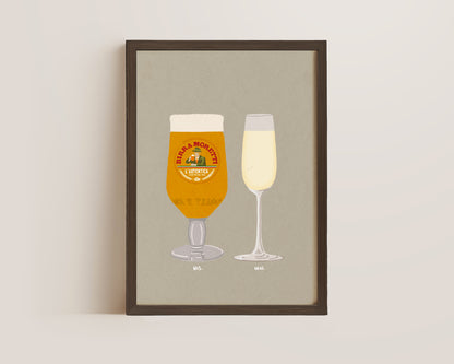 Moretti & Prosecco Glass Print