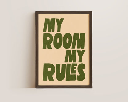 My Room My Rules Green Print