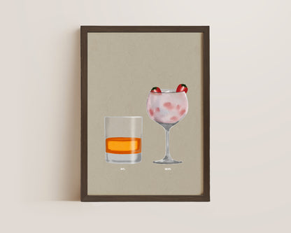 Whisky & Pink Gin Print
