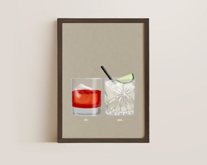 Negroni & Vodka Lime Soda Print